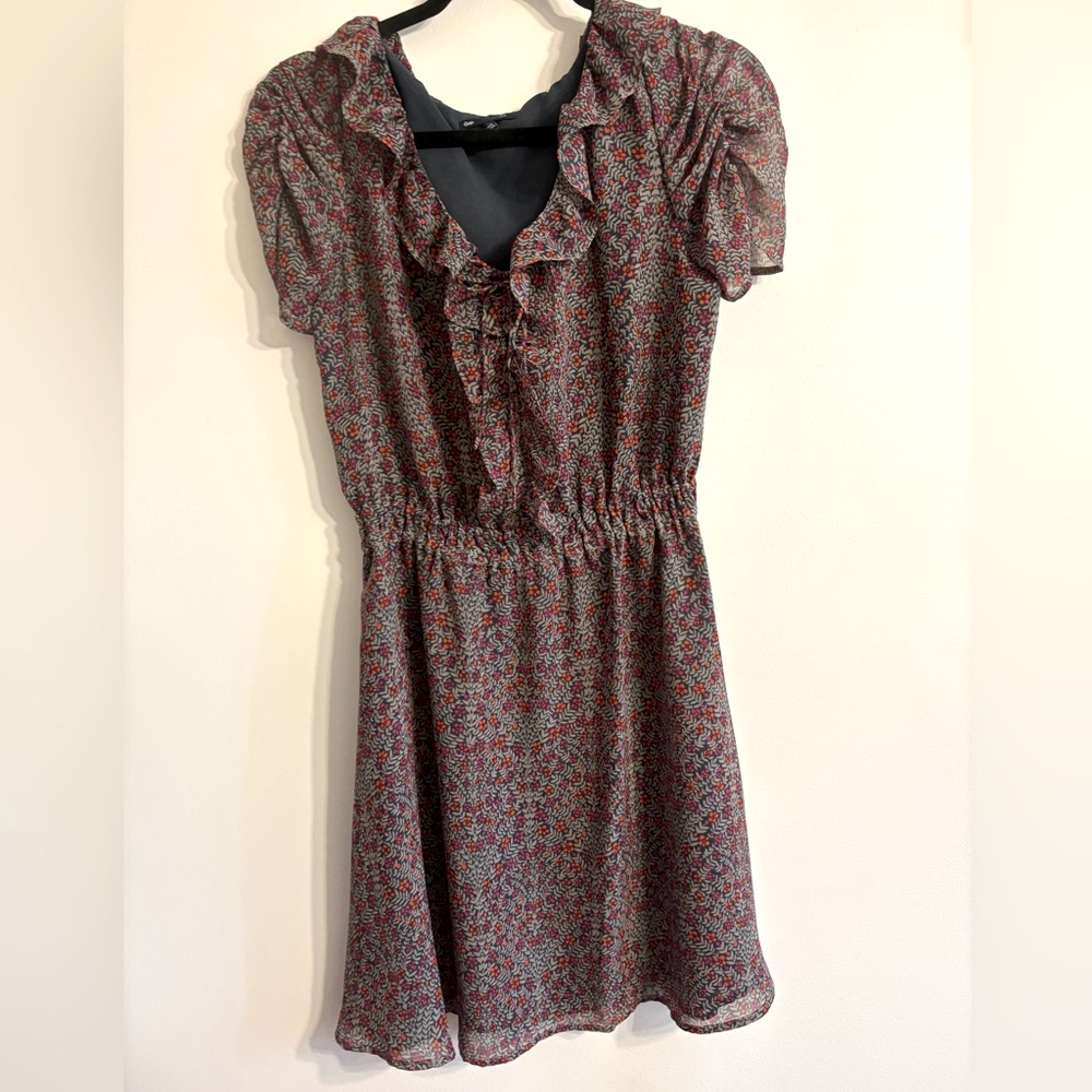 GAP Floral Midi Dress in Red and Navy